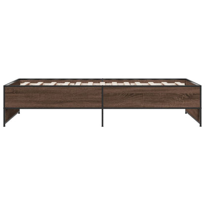 Bed Frame Brown Oak 75x190 cm Small Single Engineered Wood and Metal