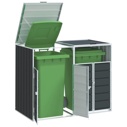 Wheelie Bin Storage for Double Bins Anthracite 144x81x113 cm Steel