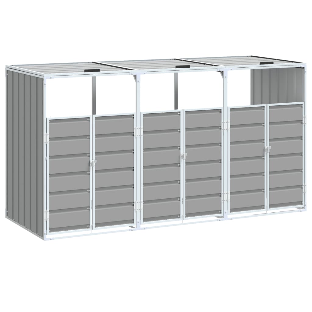 Wheelie Bin Storage for Triple Bins Grey 216x81x115 cm Steel