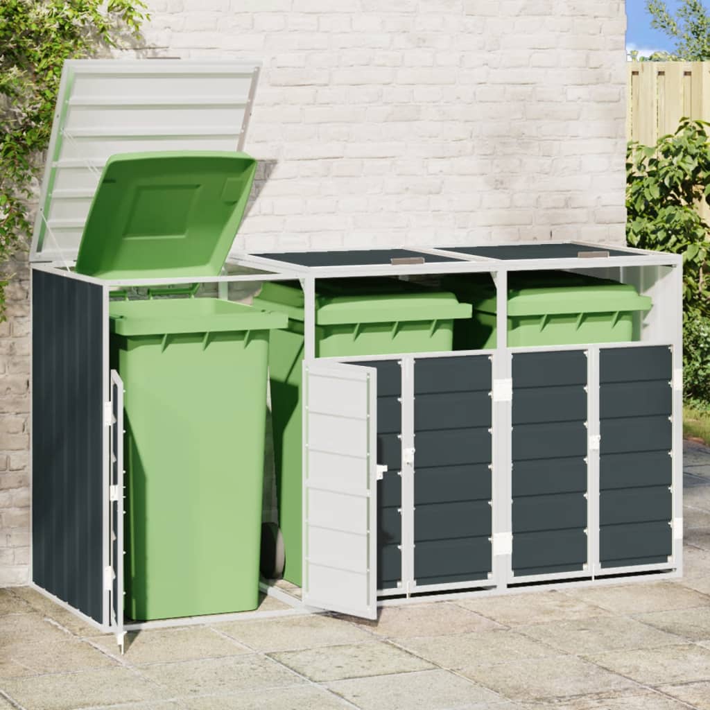 Wheelie Bin Storage for Triple Bins Anthracite 216x81x115 cm Steel