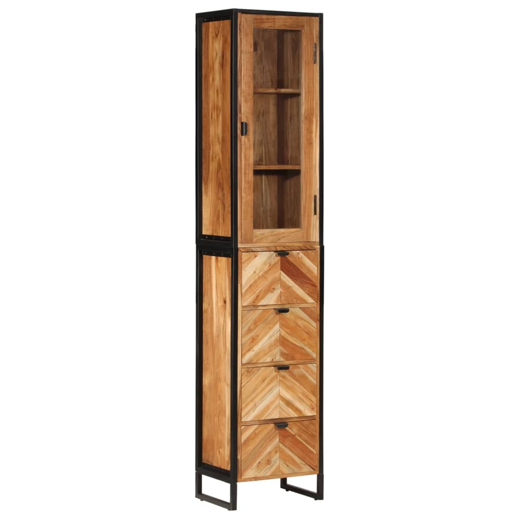 Bathroom Cabinet 40x27x190 cm Iron and Solid Wood Acacia