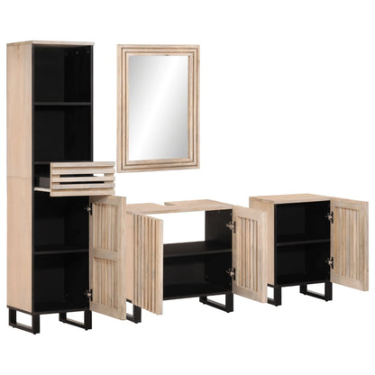 4 Piece Bathroom Furniture Set Solid Wood Mango