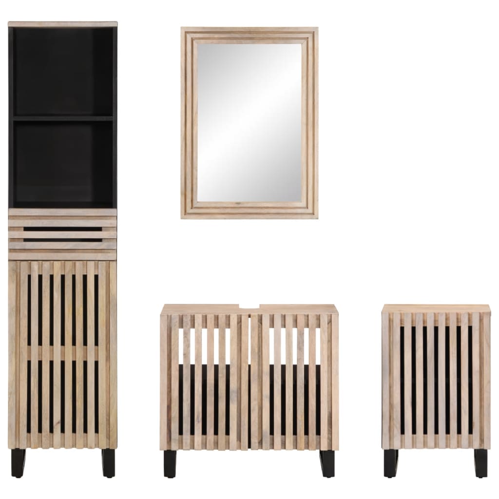 4 Piece Bathroom Furniture Set Solid Wood Mango