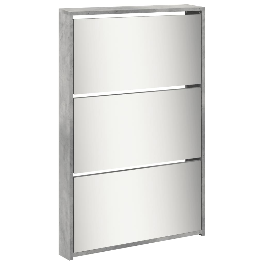 Shoe Cabinet with Mirror 5-Layer Concrete Grey 63x17x169.5 cm