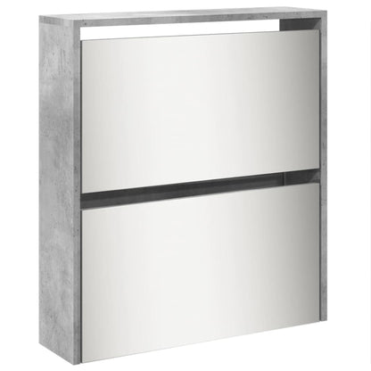 Shoe Cabinet with Mirror 5-Layer Concrete Grey 63x17x169.5 cm