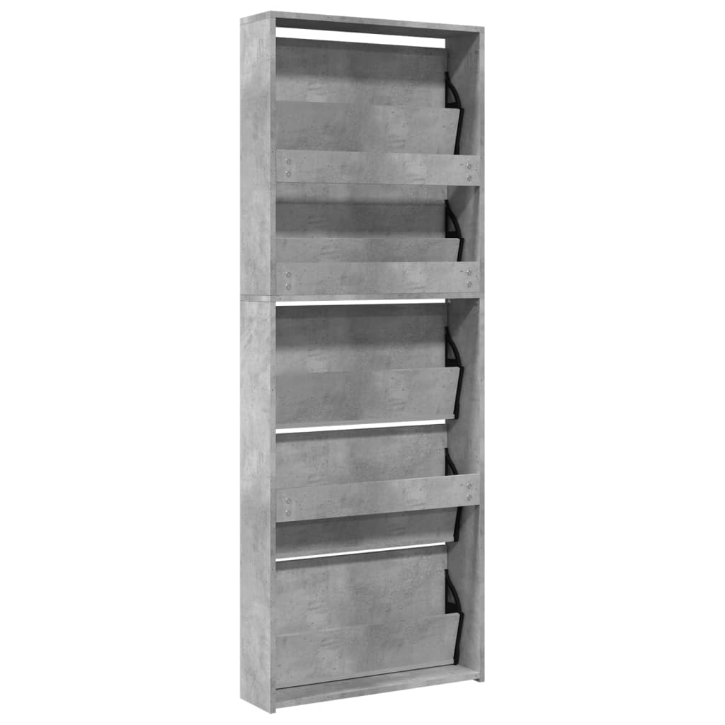 Shoe Cabinet with Mirror 5-Layer Concrete Grey 63x17x169.5 cm