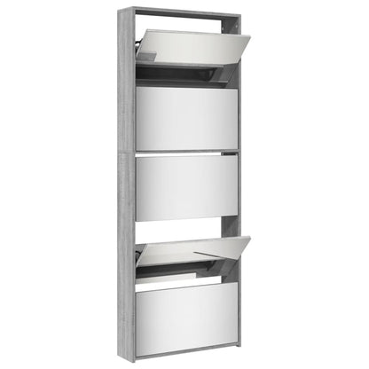 Shoe Cabinet with Mirror 5-Layer Grey Sonoma 63x17x169.5 cm