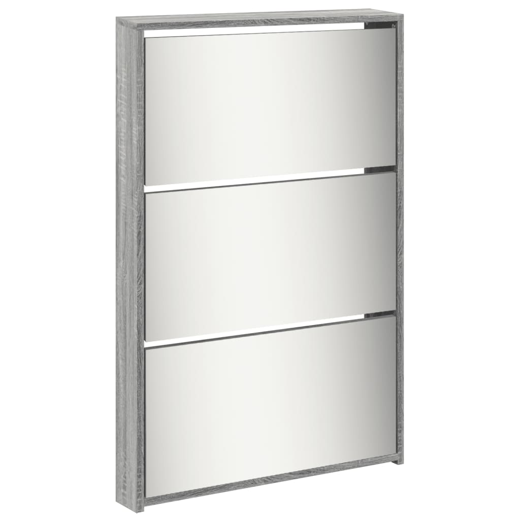 Shoe Cabinet with Mirror 5-Layer Grey Sonoma 63x17x169.5 cm