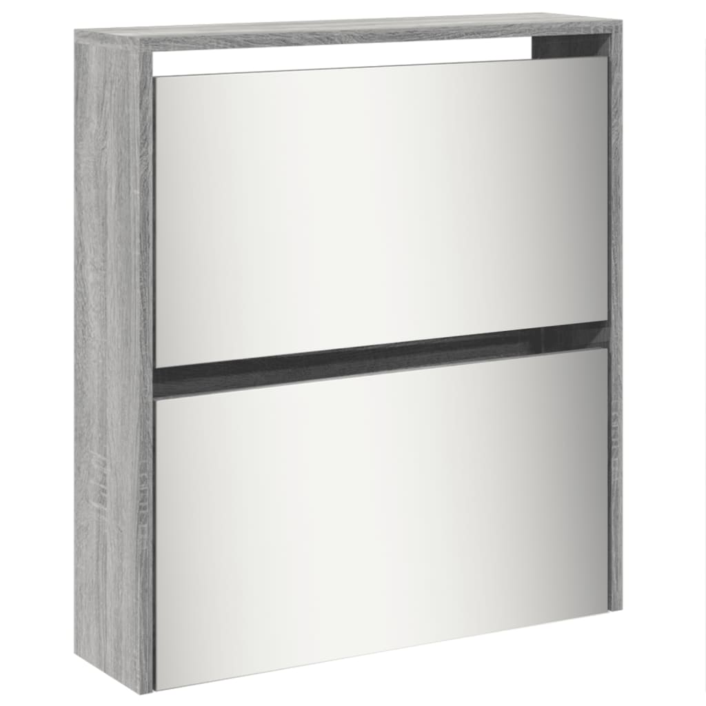 Shoe Cabinet with Mirror 5-Layer Grey Sonoma 63x17x169.5 cm