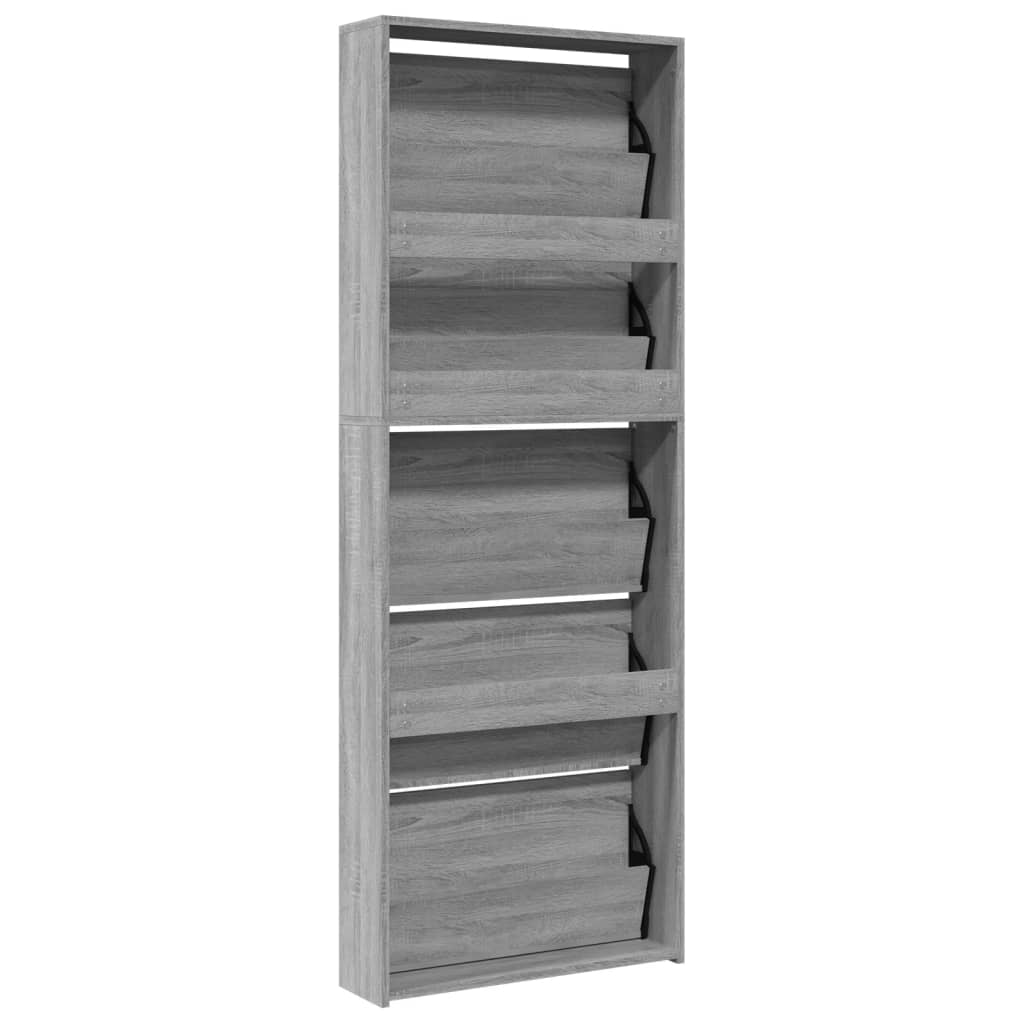 Shoe Cabinet with Mirror 5-Layer Grey Sonoma 63x17x169.5 cm