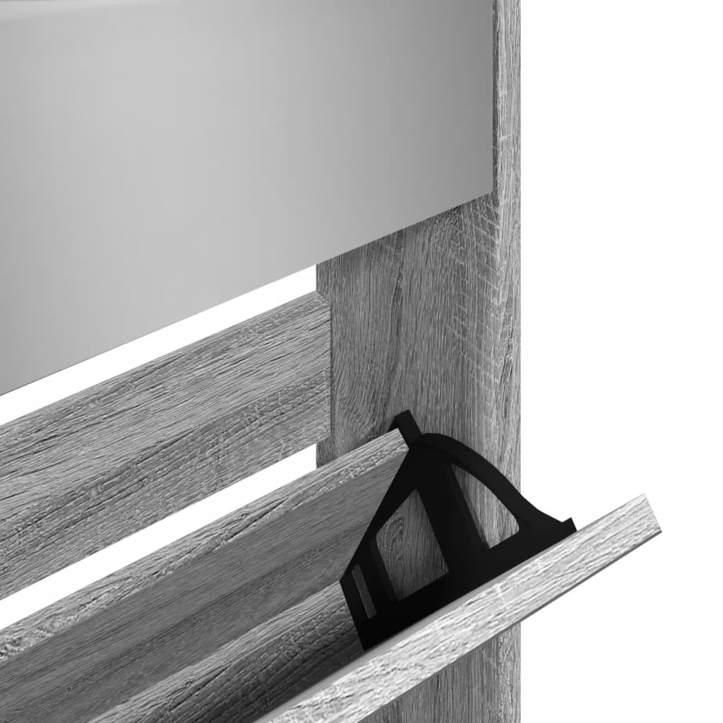 Shoe Cabinet with Mirror 5-Layer Grey Sonoma 63x17x169.5 cm