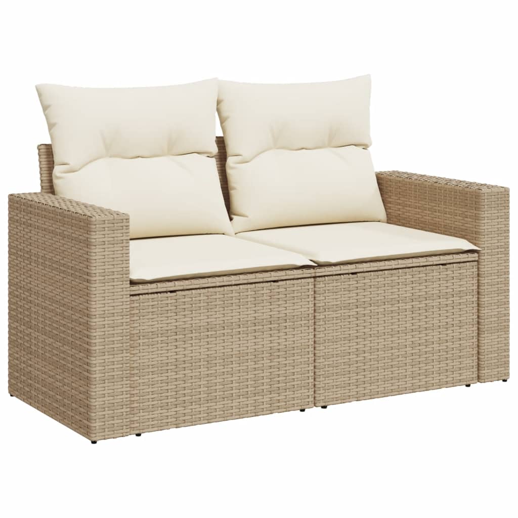 11 Piece Garden Sofa Set with Cushions Beige Poly Rattan