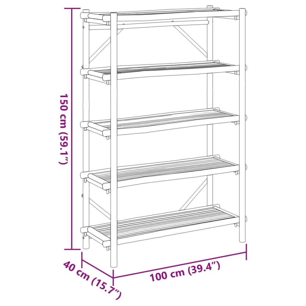 5-Layer Shelf 100x40x150 cm Bamboo