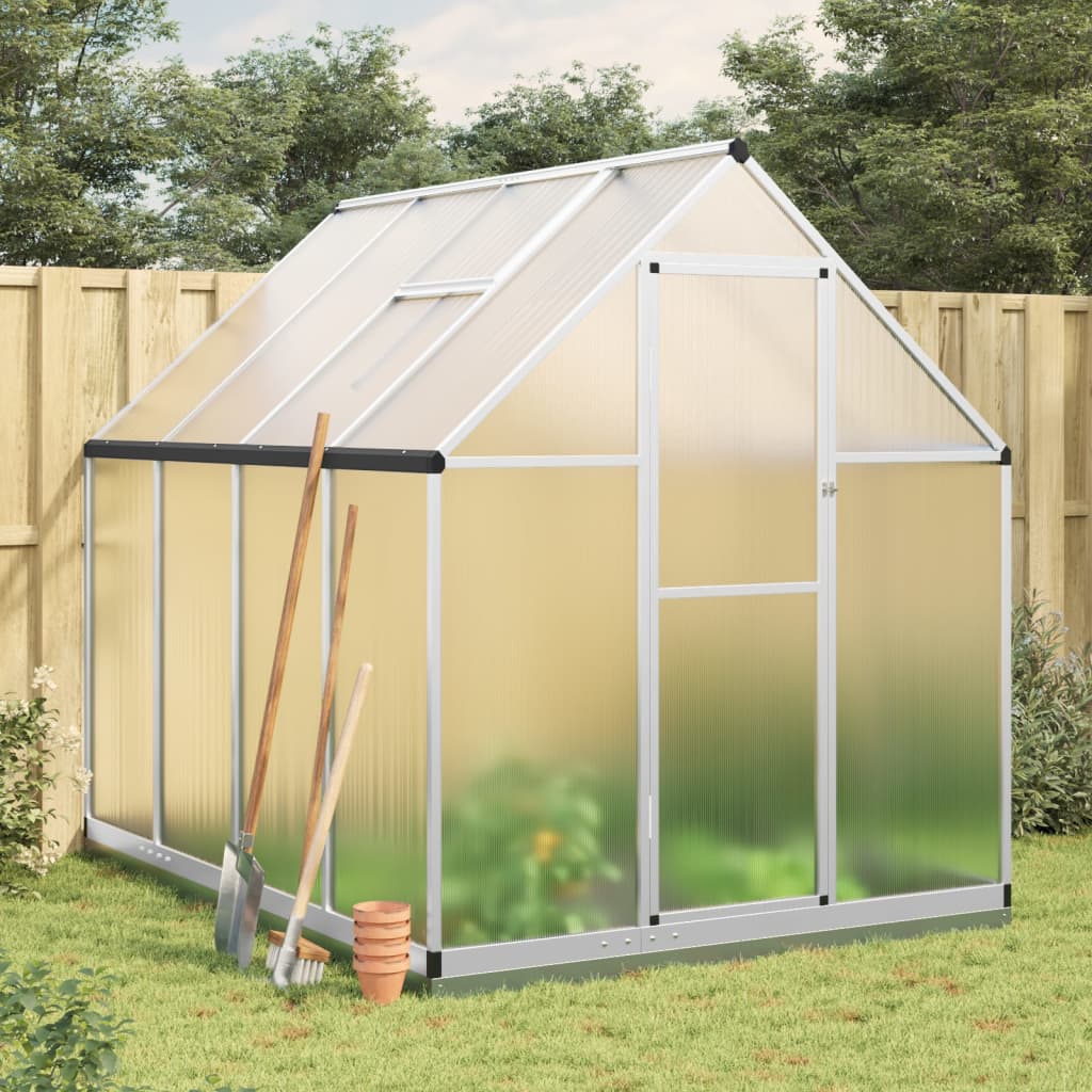 Greenhouse with Base Frame Silver 224x169x202 cm Aluminium