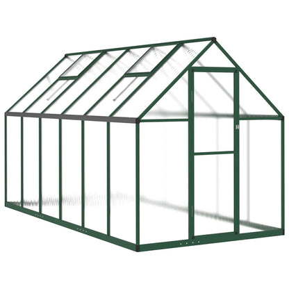 Greenhouse with Base Frame Green 334x169x195 cm Aluminium