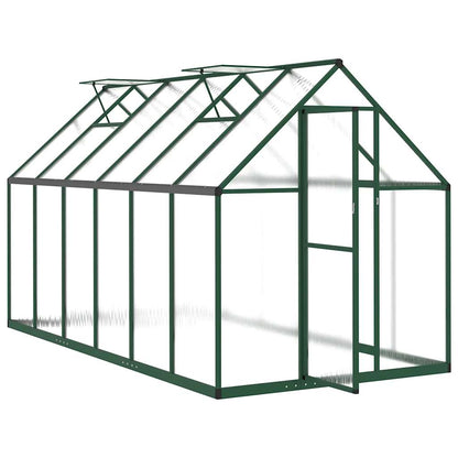 Greenhouse with Base Frame Green 334x169x195 cm Aluminium