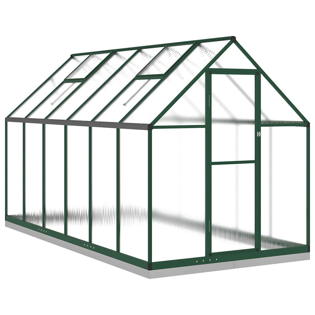 Greenhouse with Base Frame Green 334x169x202 cm Aluminium