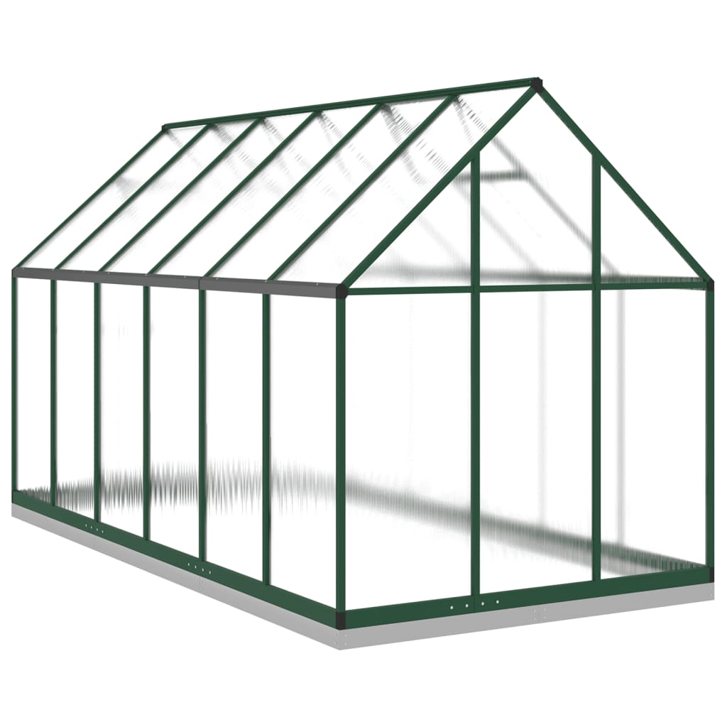 Greenhouse with Base Frame Green 334x169x202 cm Aluminium