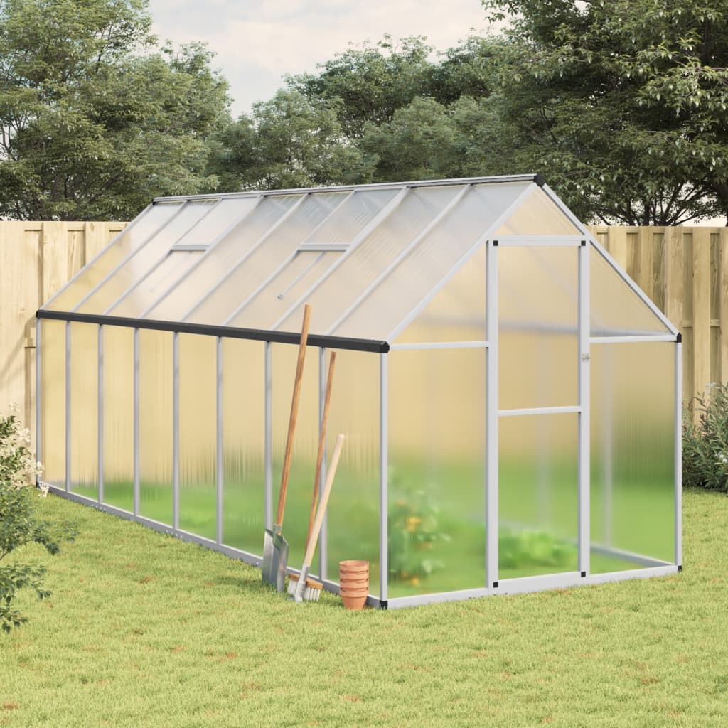 Greenhouse with Base Frame Silver 445x169x195 cm Aluminium