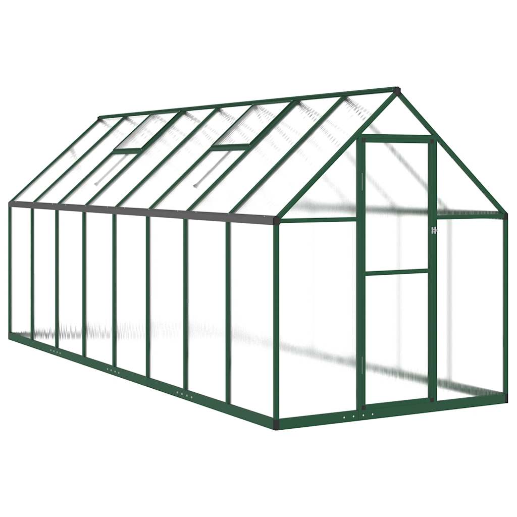 Greenhouse with Base Frame Green 445x169x195 cm Aluminium