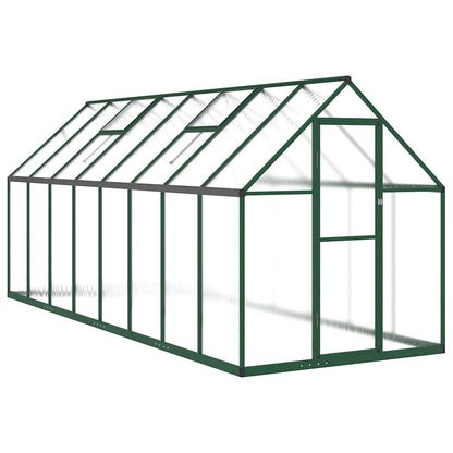 Greenhouse with Base Frame Green 445x169x195 cm Aluminium