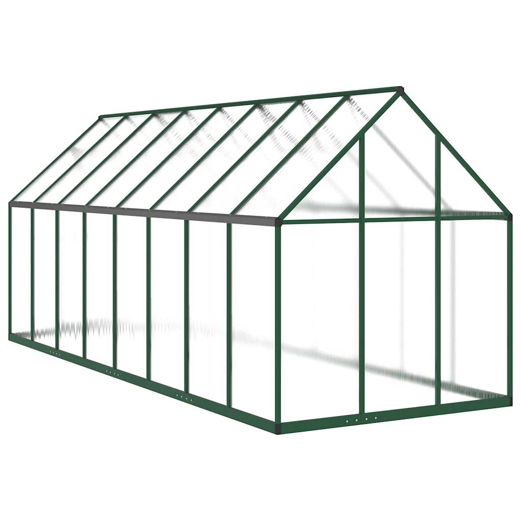 Greenhouse with Base Frame Green 445x169x195 cm Aluminium