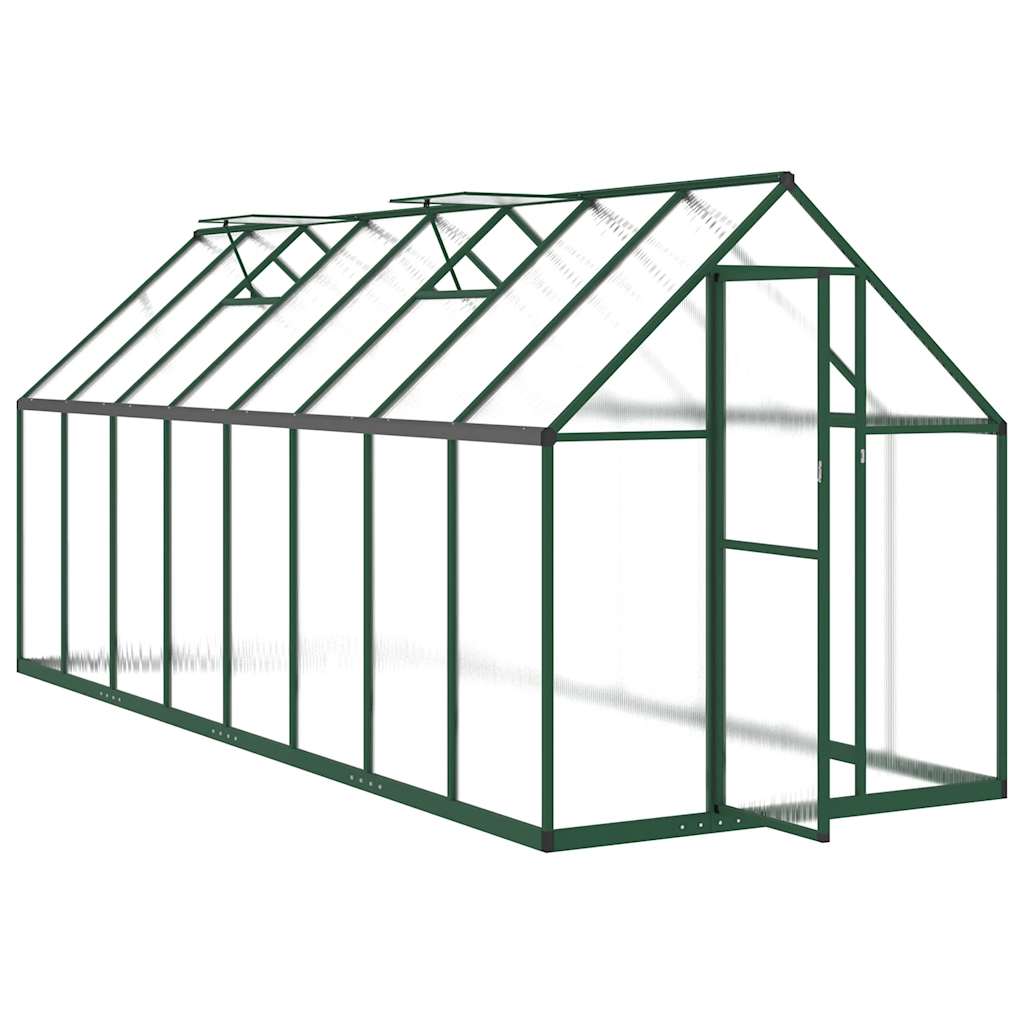 Greenhouse with Base Frame Green 445x169x195 cm Aluminium