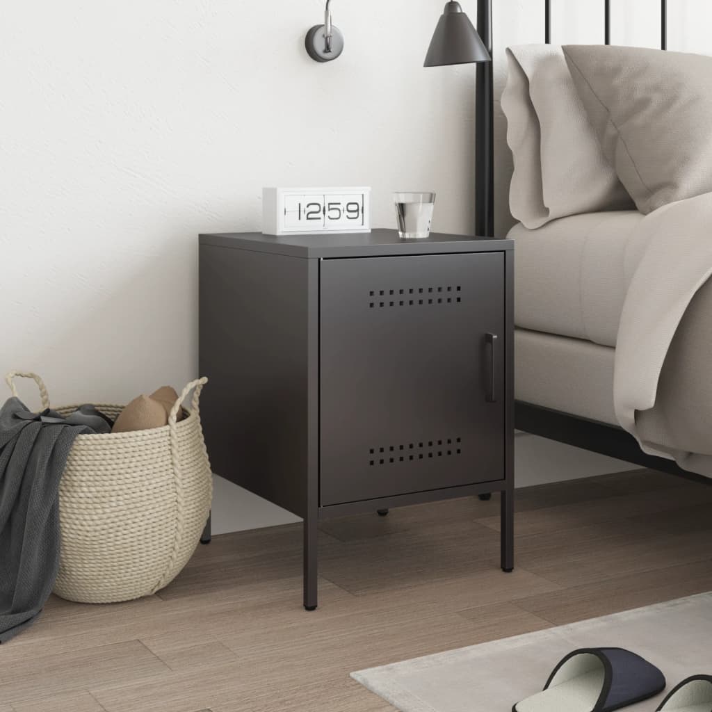 Bedside Cabinet Black 36x39x50.5 cm Steel