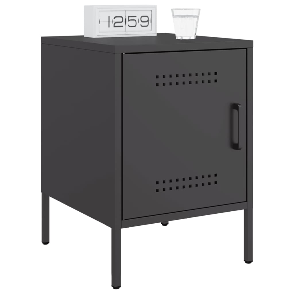 Bedside Cabinet Black 36x39x50.5 cm Steel