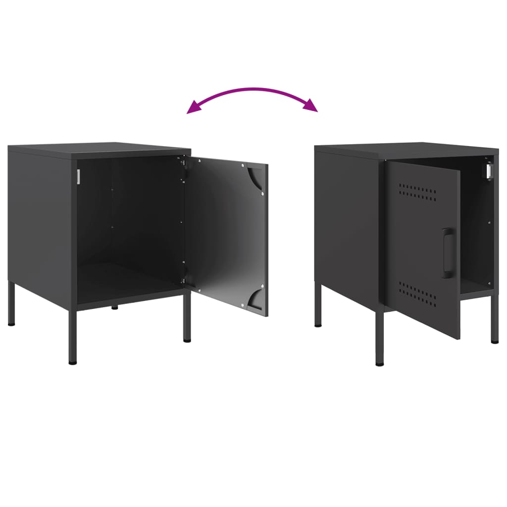 Bedside Cabinet Black 36x39x50.5 cm Steel