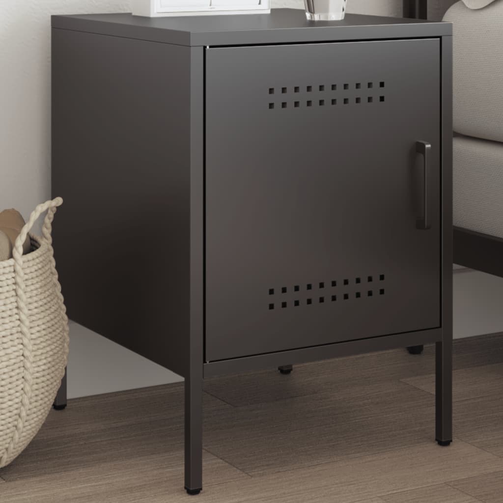 Bedside Cabinet Black 36x39x50.5 cm Steel