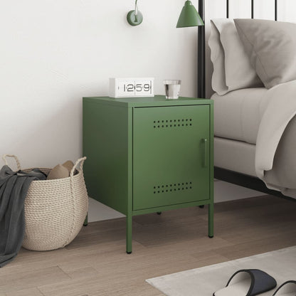 Bedside Cabinet Olive Green 36x39x50.5 cm Steel