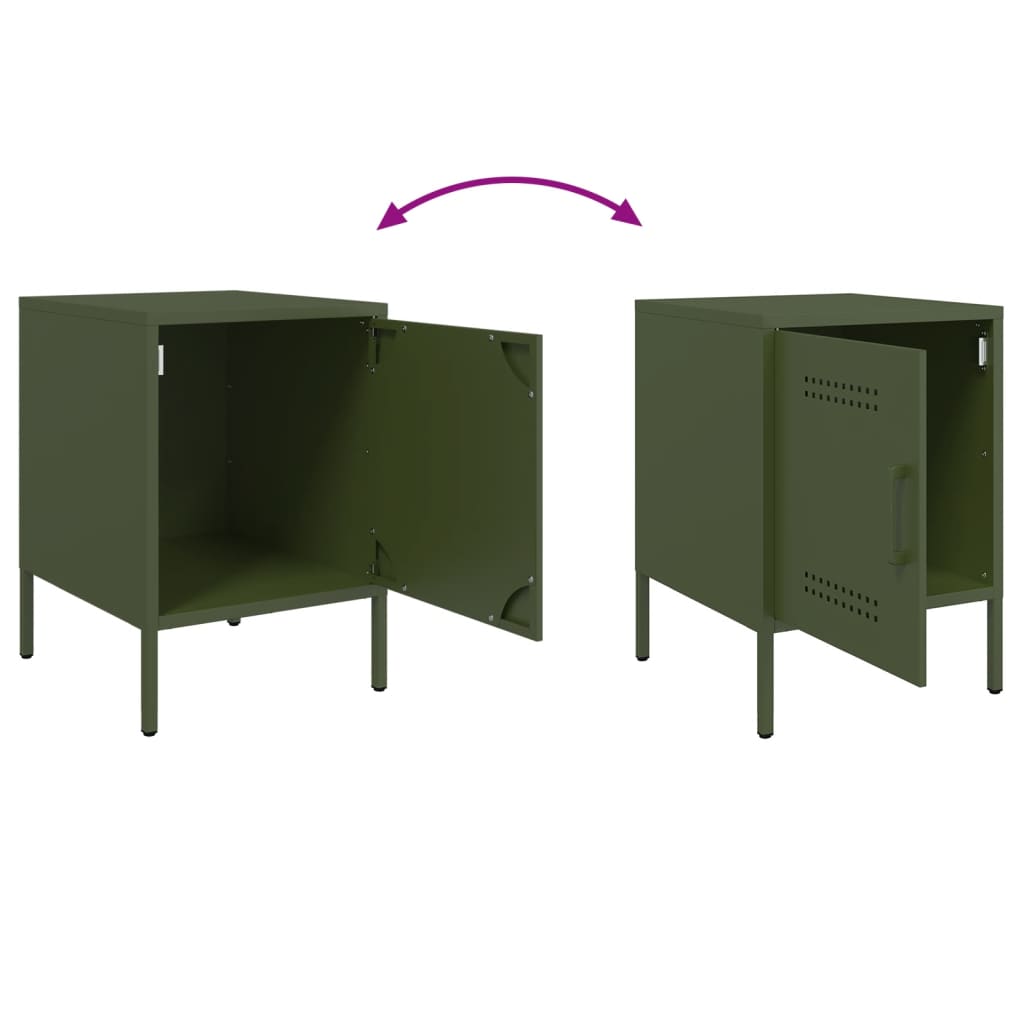 Bedside Cabinet Olive Green 36x39x50.5 cm Steel