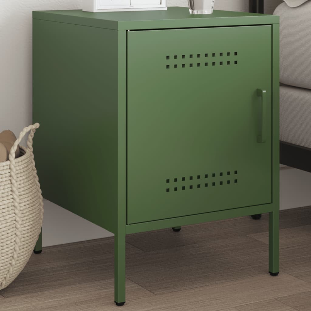 Bedside Cabinet Olive Green 36x39x50.5 cm Steel