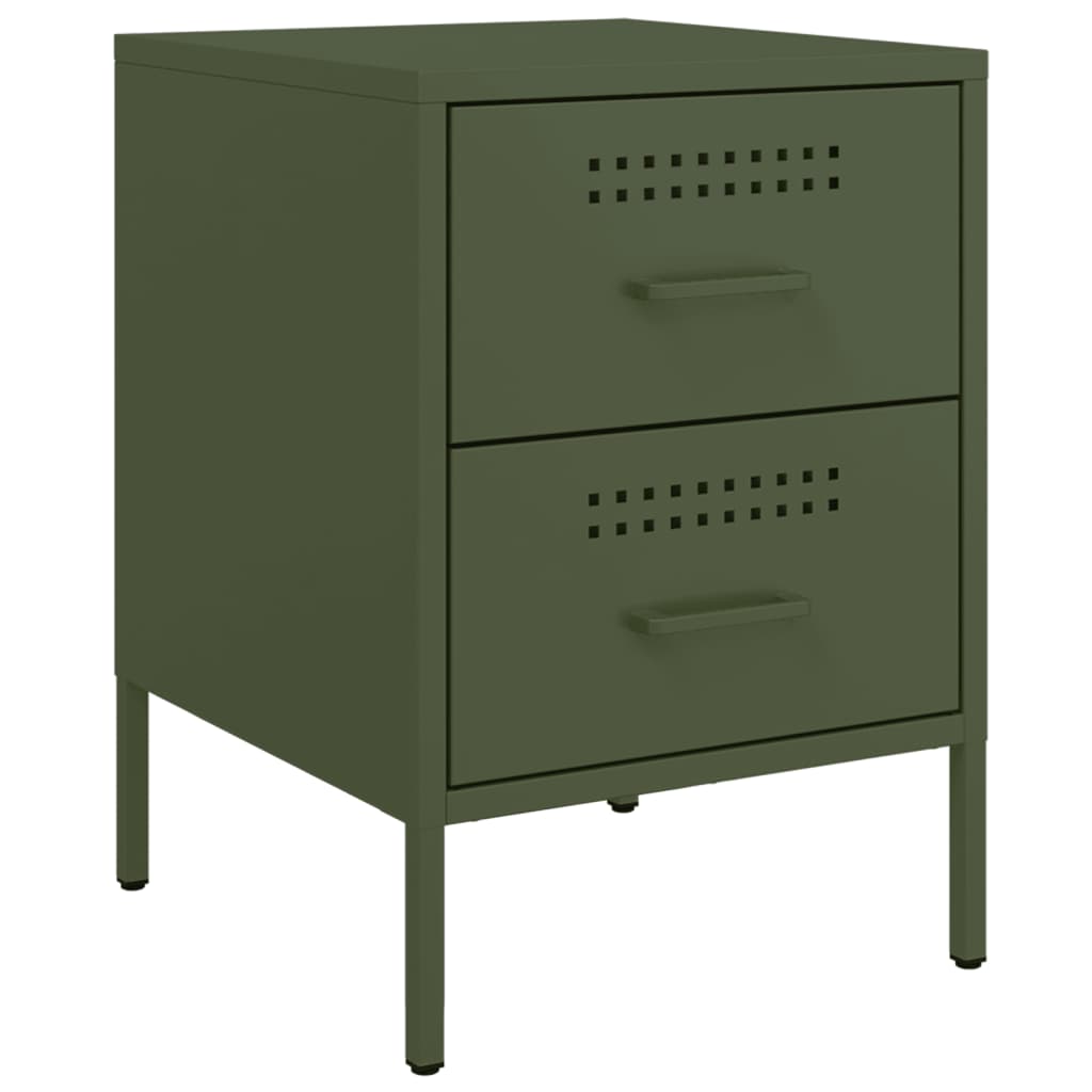 Bedside Cabinet Olive Green 36x39x50.5 cm Steel