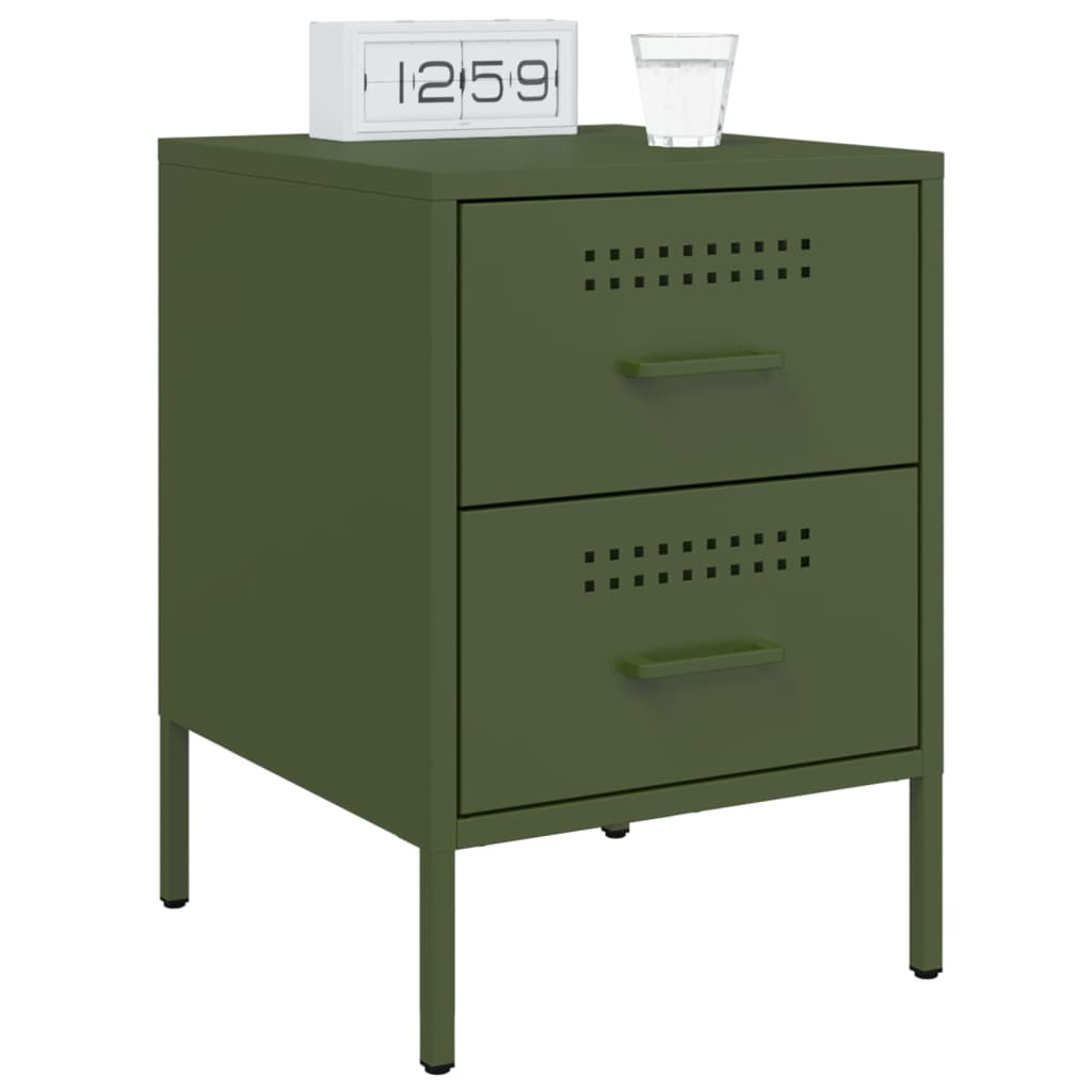 Bedside Cabinet Olive Green 36x39x50.5 cm Steel