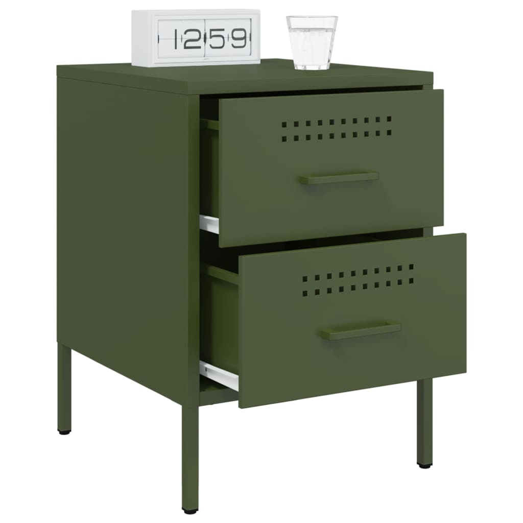 Bedside Cabinet Olive Green 36x39x50.5 cm Steel