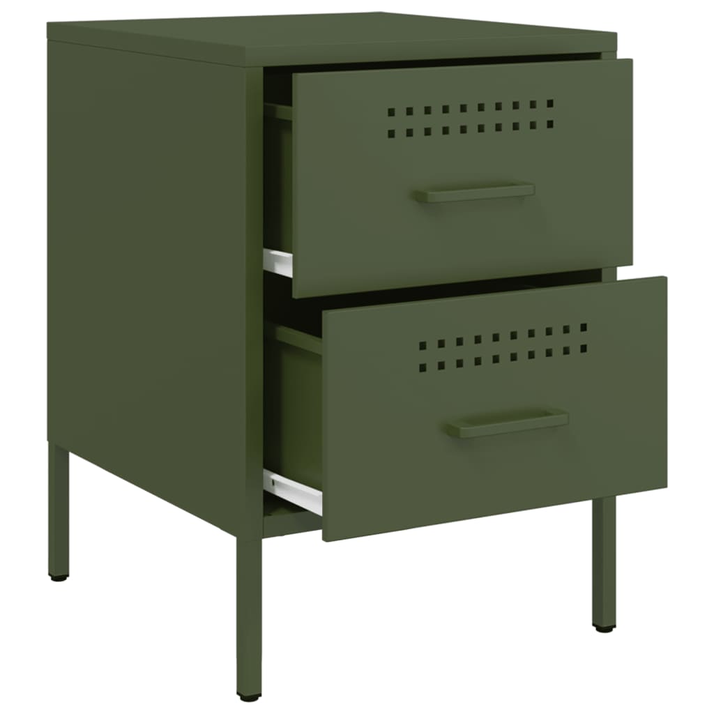 Bedside Cabinet Olive Green 36x39x50.5 cm Steel