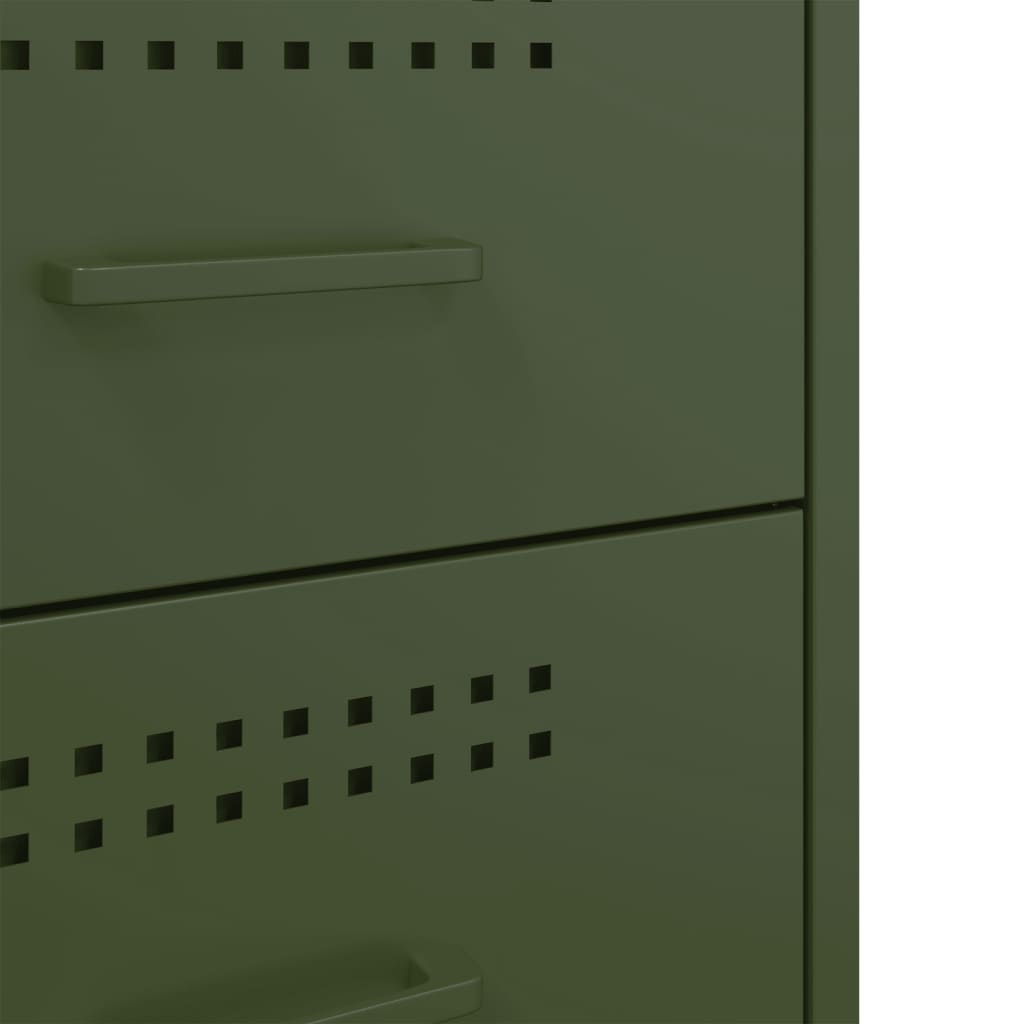 Bedside Cabinet Olive Green 36x39x50.5 cm Steel