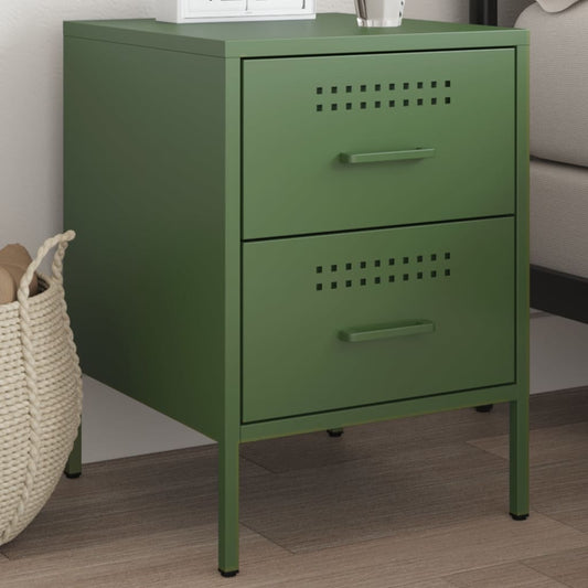 Bedside Cabinet Olive Green 36x39x50.5 cm Steel