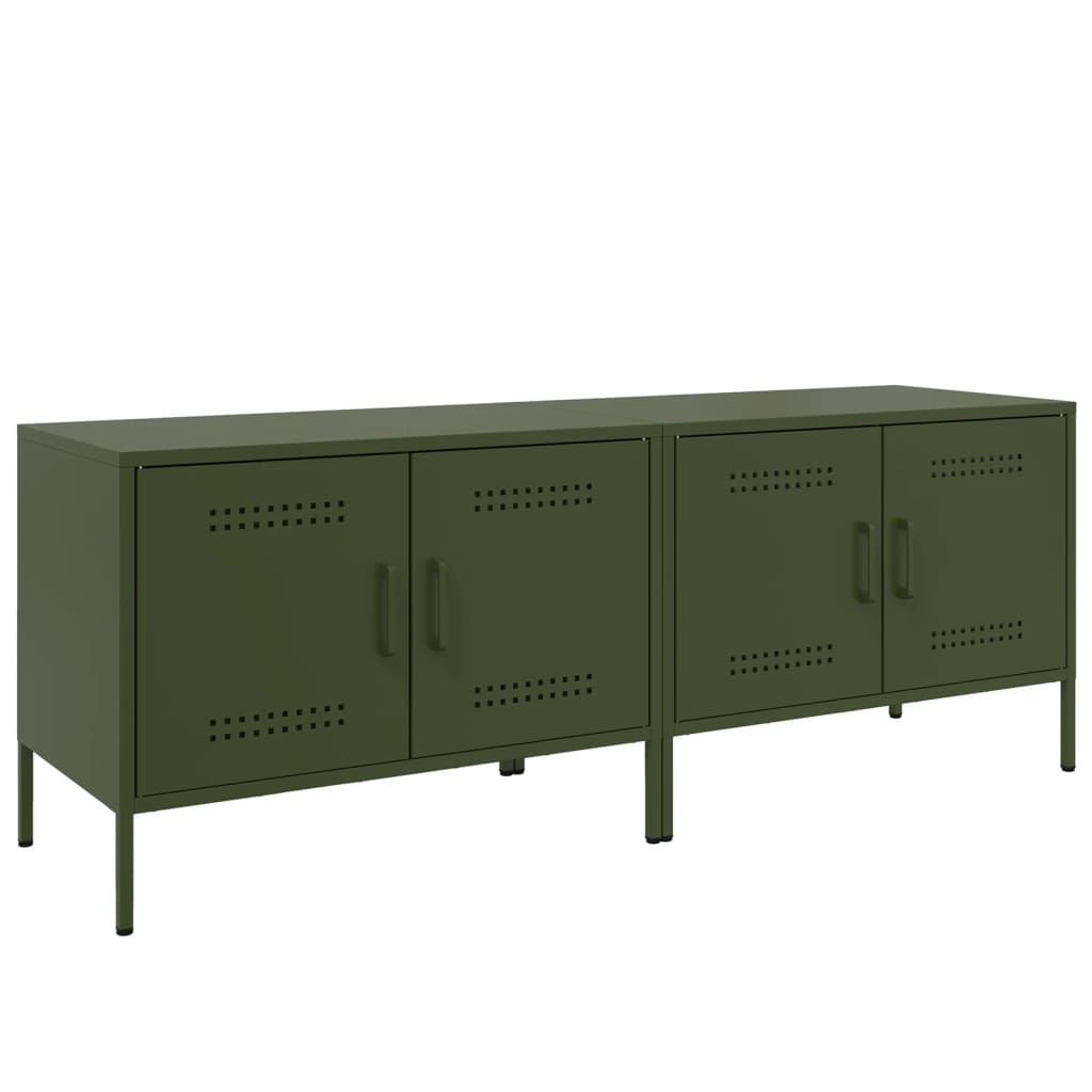 TV Cabinets 2 pcs Olive Green 68x39x50.5 cm Steel