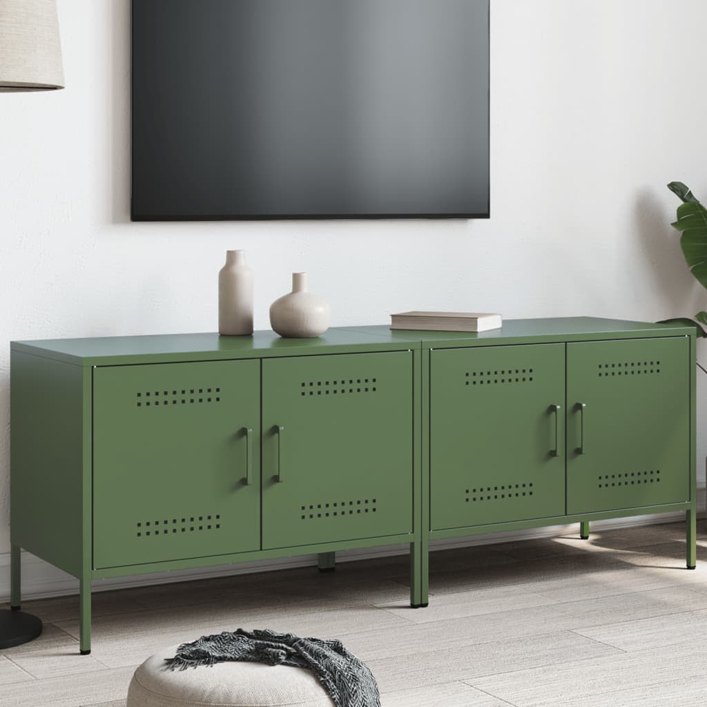 TV Cabinets 2 pcs Olive Green 68x39x50.5 cm Steel