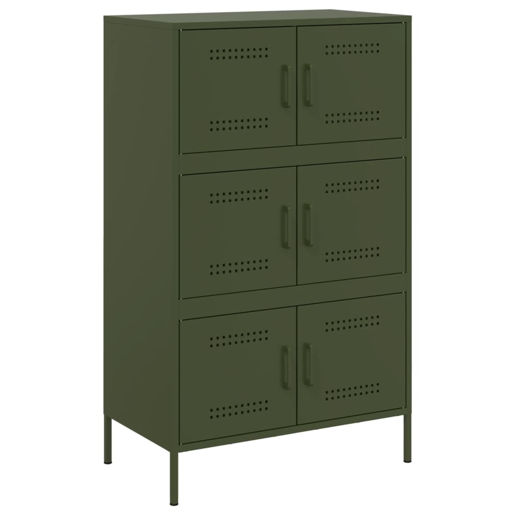 Highboard Olive Green 68x39x113 cm Steel