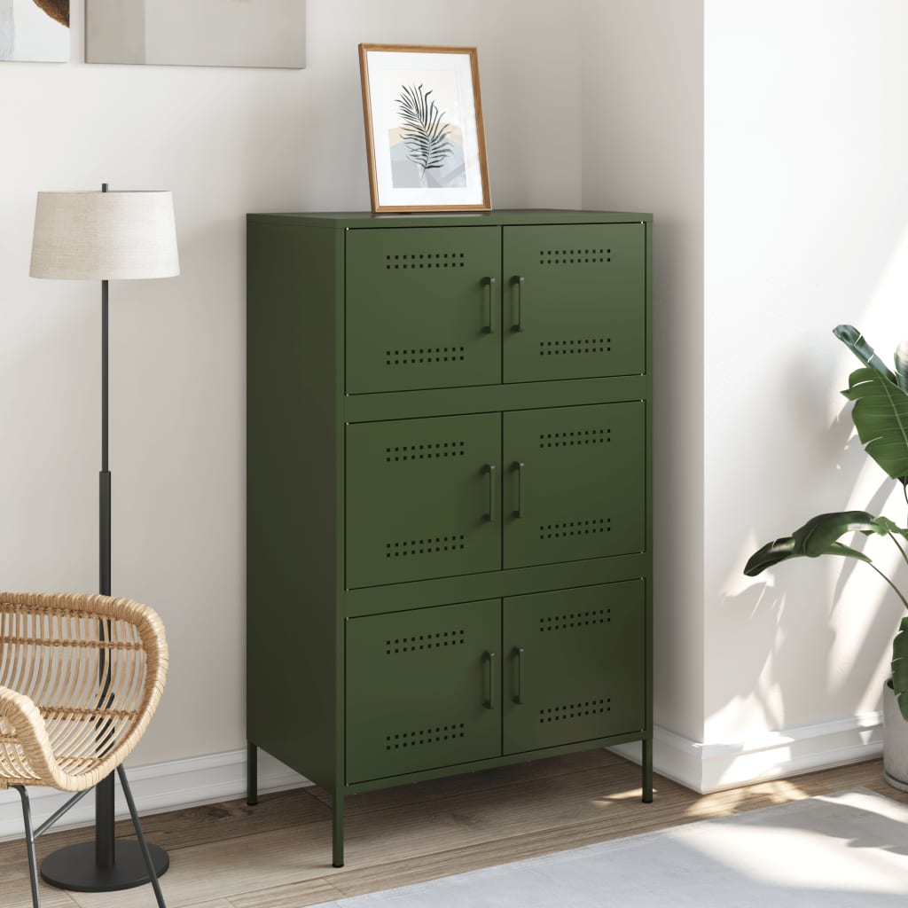 Highboard Olive Green 68x39x113 cm Steel