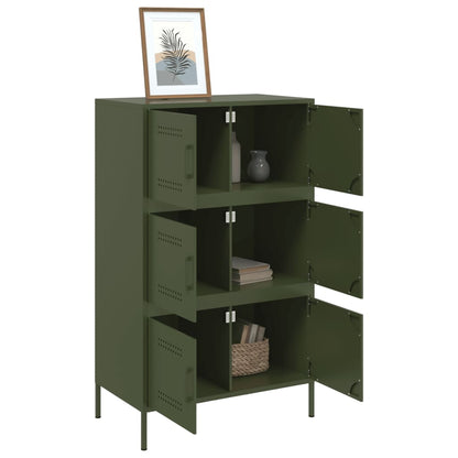 Highboard Olive Green 68x39x113 cm Steel