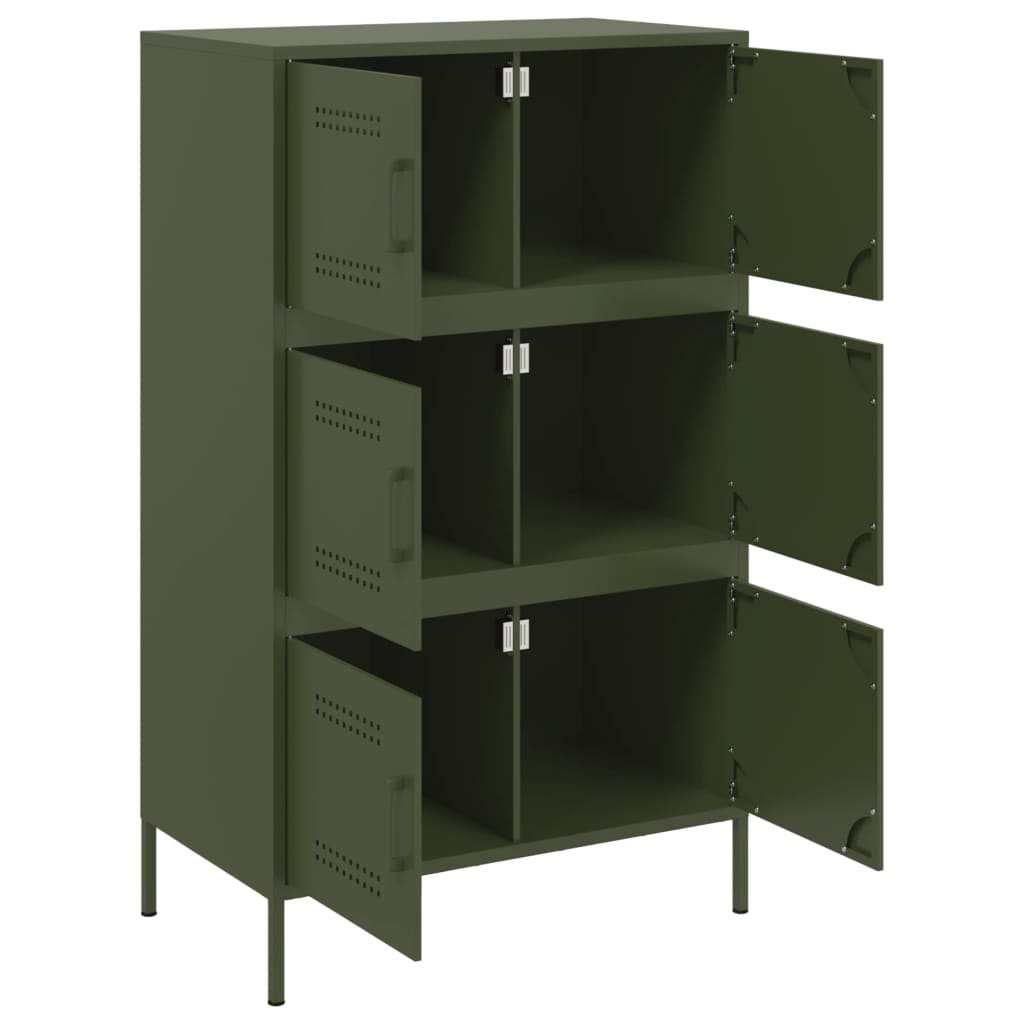 Highboard Olive Green 68x39x113 cm Steel