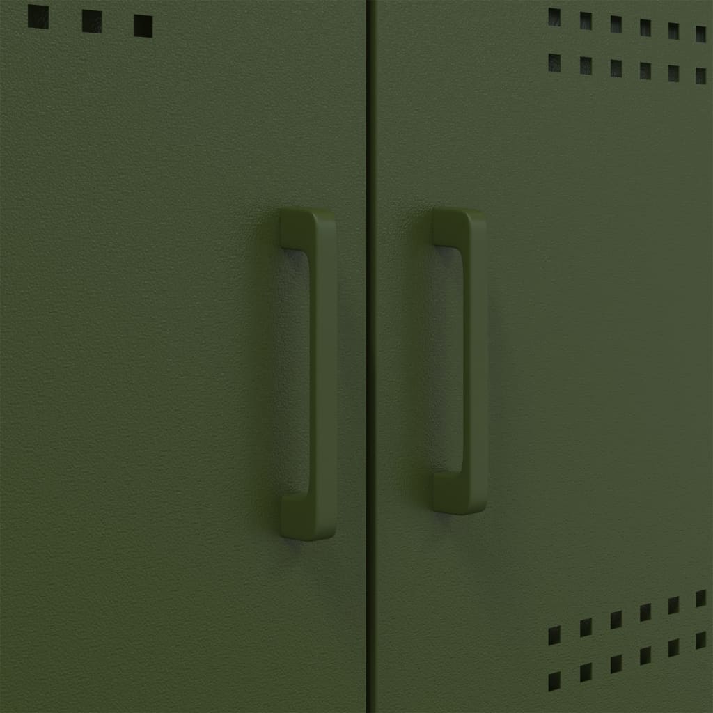 Highboard Olive Green 68x39x113 cm Steel