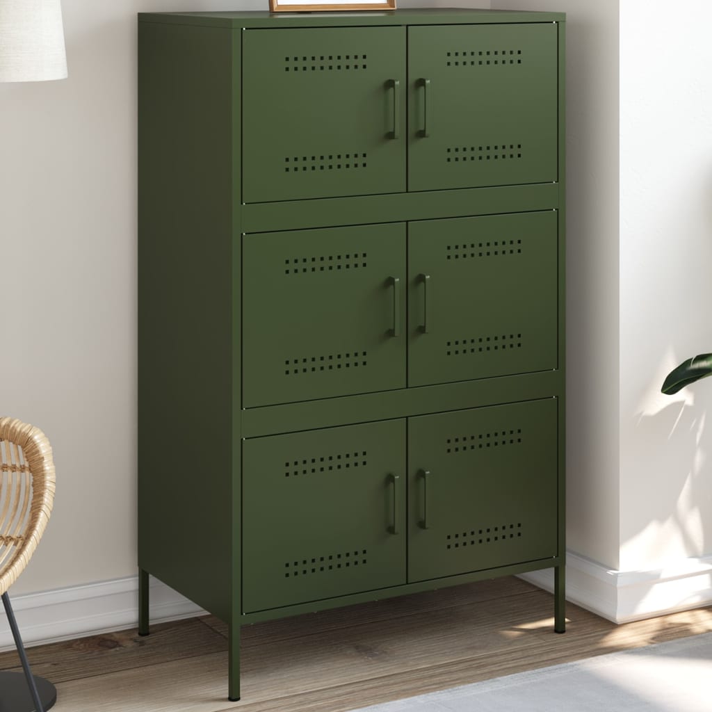 Highboard Olive Green 68x39x113 cm Steel