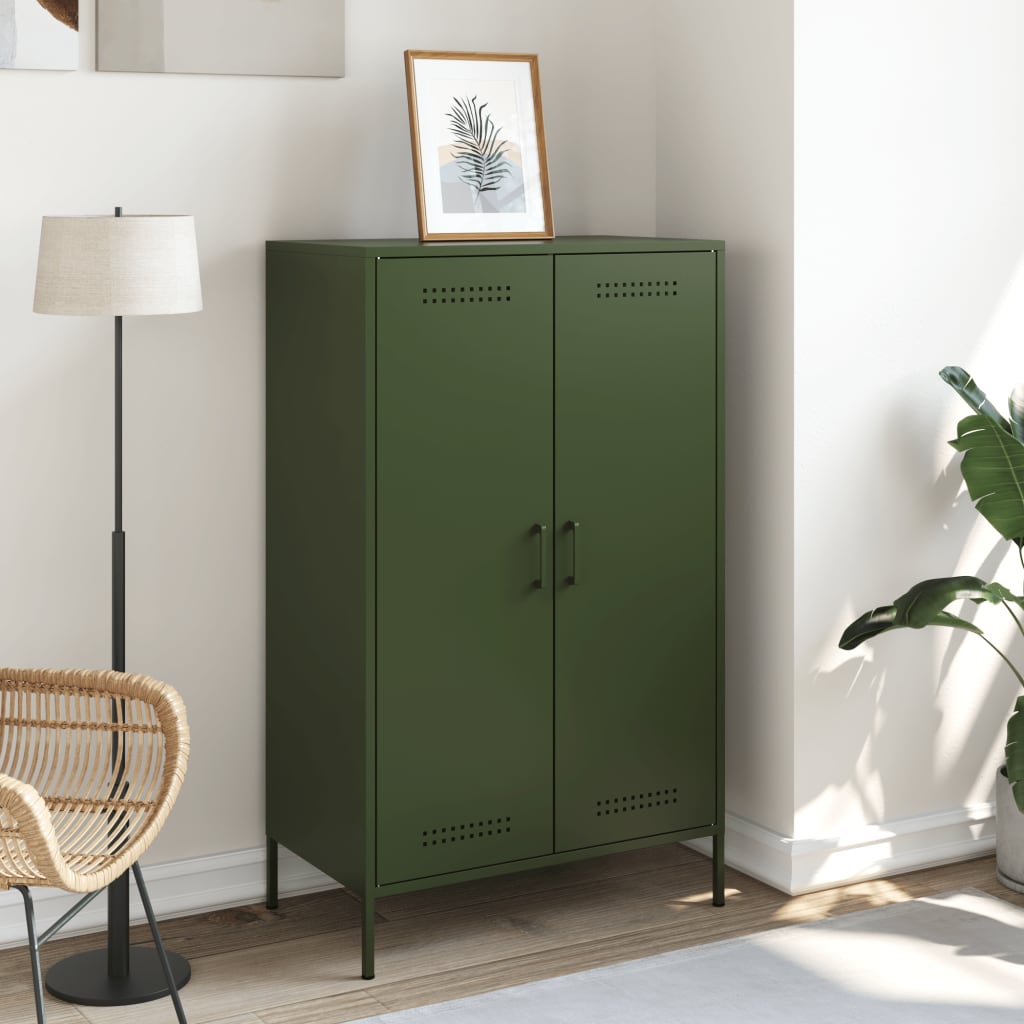 Highboard Olive Green 68x39x113 cm Steel