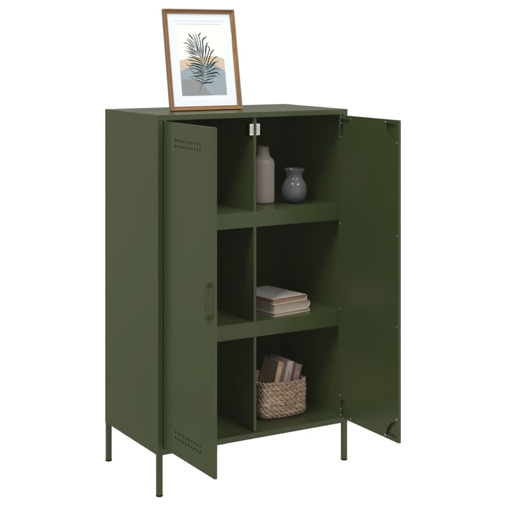 Highboard Olive Green 68x39x113 cm Steel